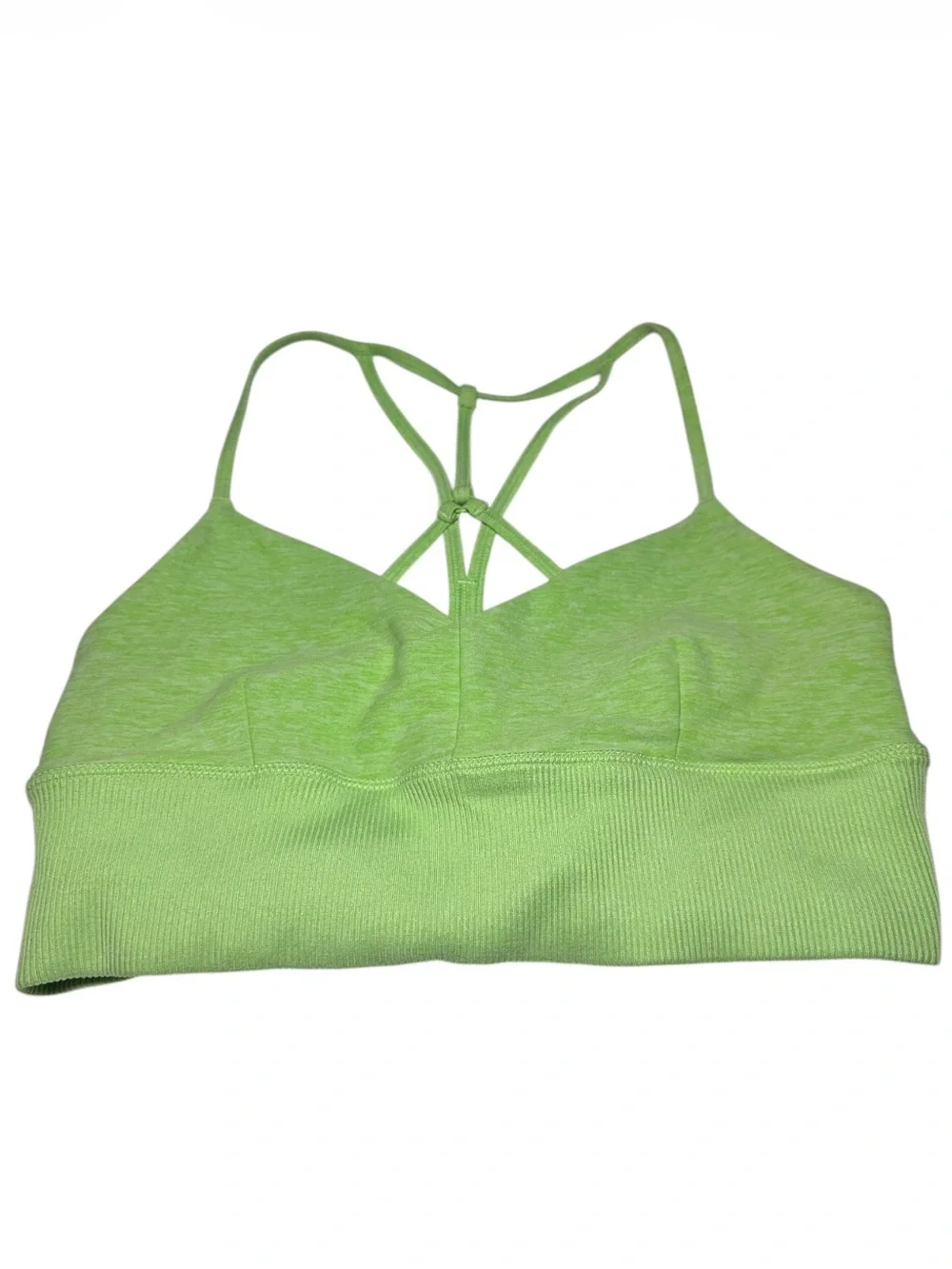 Alo Yoga Alosoft Lavish Bra Neon Lime Heather Green Strappy S
